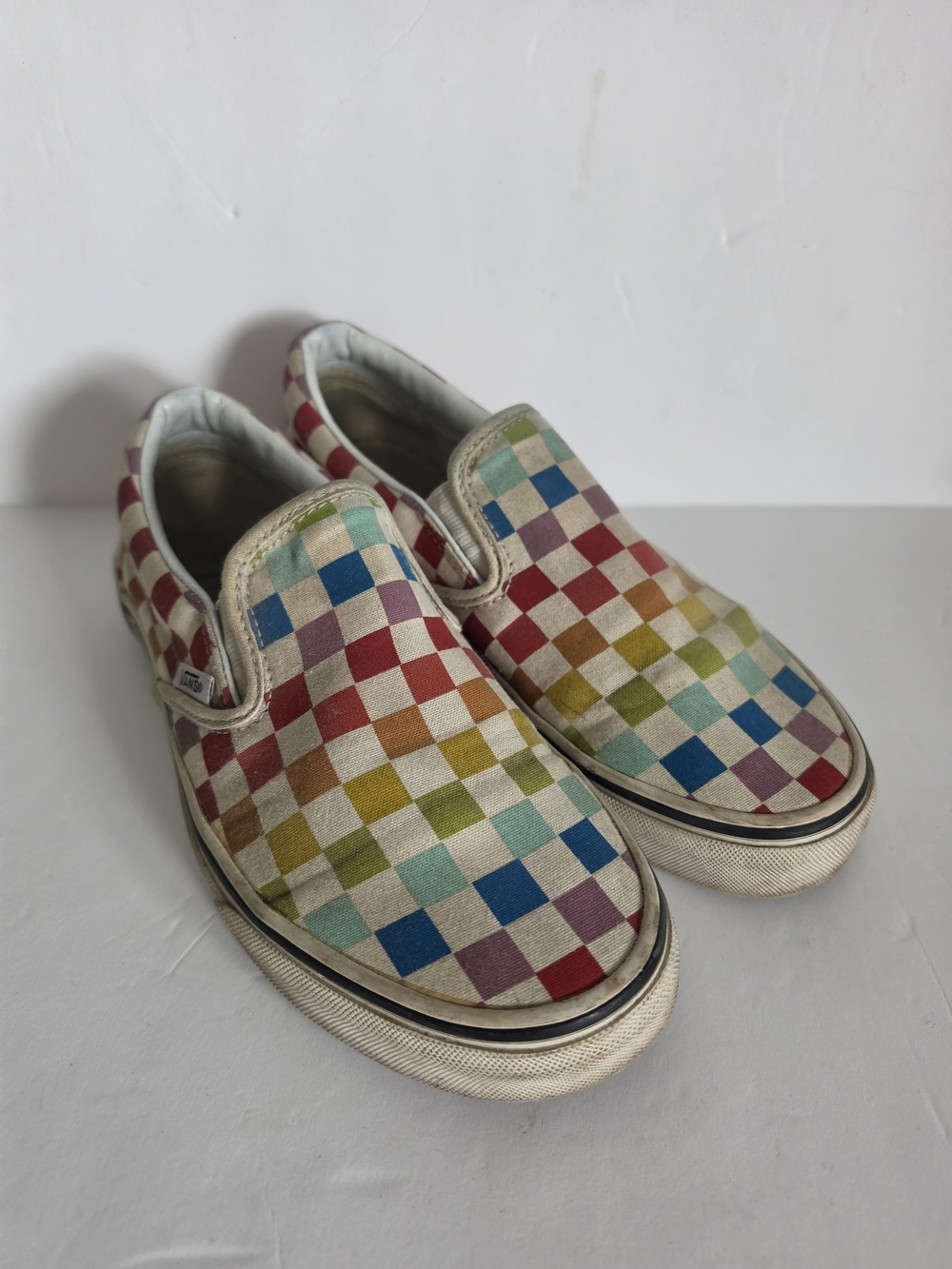 Vans Rainbow Checkerboard Classic Slip-On Shoes - Men's 5.5 / Women's 7